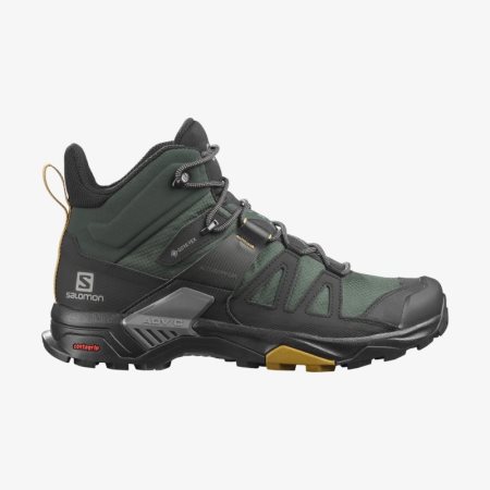 Salomon X ULTRA 4 MID GORE-TEX Mens Hiking Boots Green UK UOHM